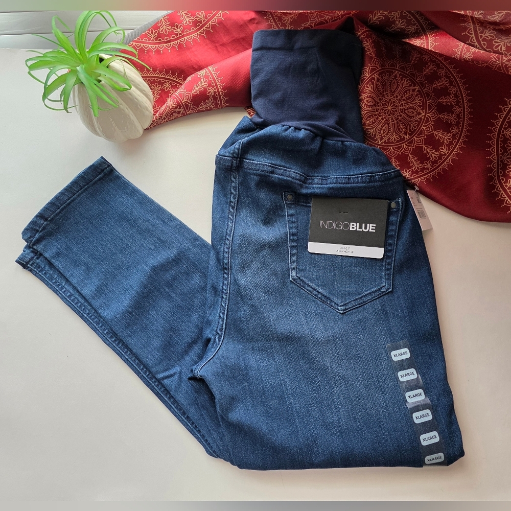 Indigo Blue Maternity Jeans XL NWT - Picture 2 of 11